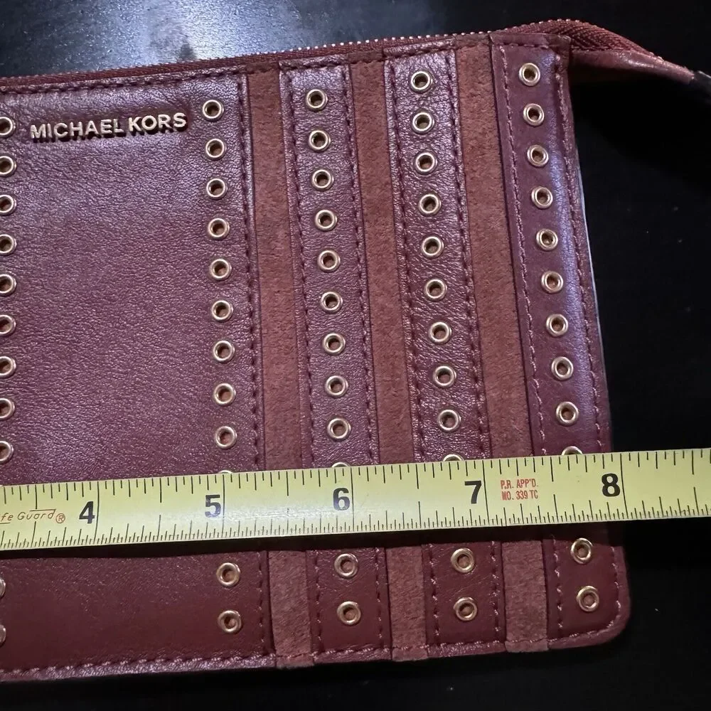 Michael Kors Brooklyn Grommet Medium Phone Wristlet in Leather Brown Brick